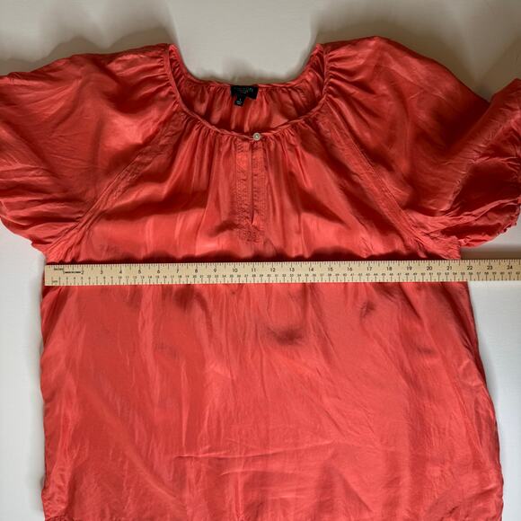 Talbots Womens Silk Coral Blouse Sz LP | Lightweight Office Career Coastal Beach - Picture 10 of 10